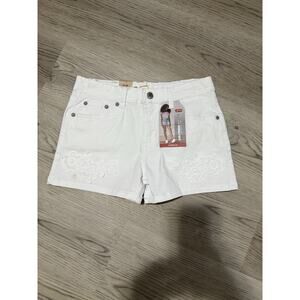 Levi's Girls White Denim Shorts Size 14 Girlfriend Stretch Slim NWT